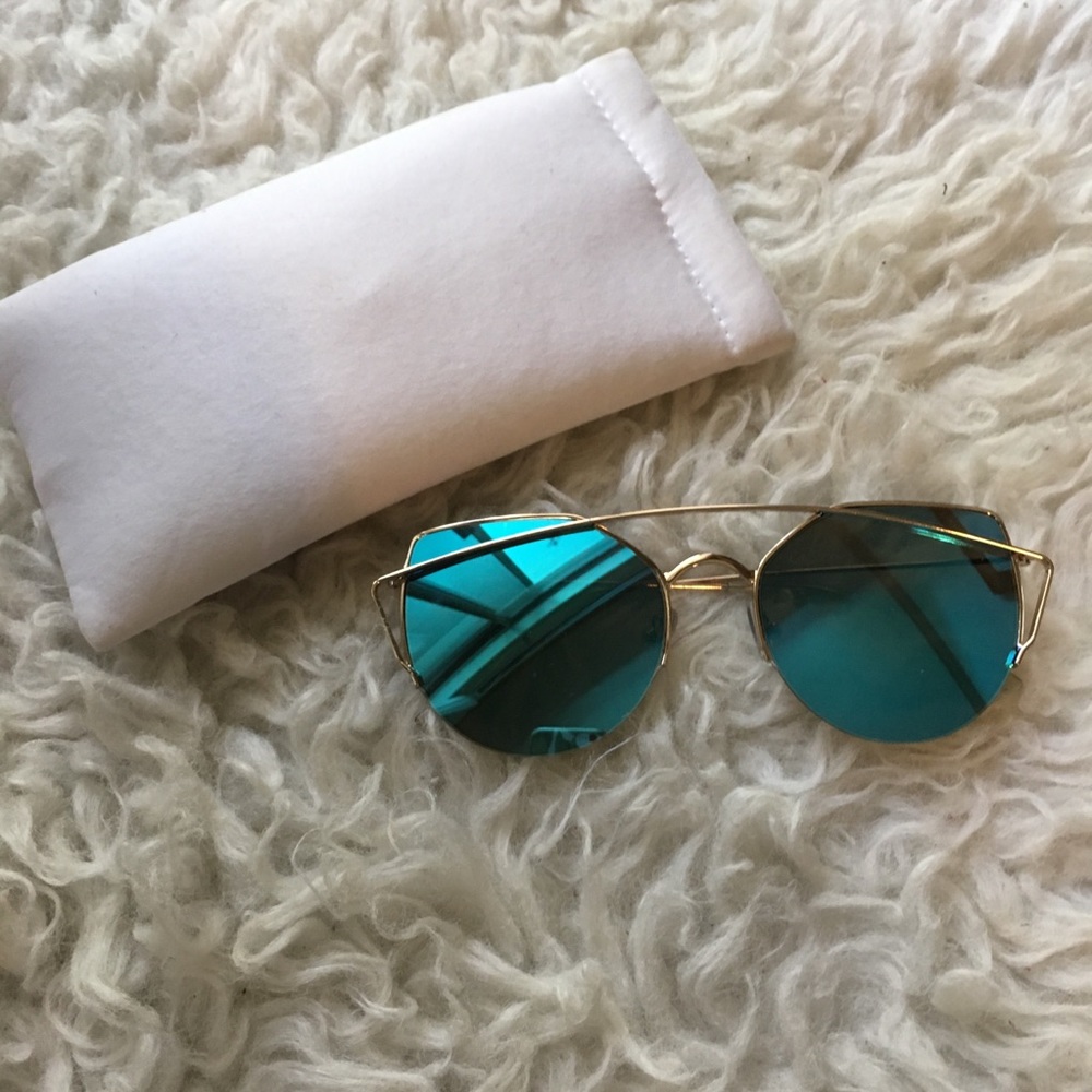 Brand new blue and gold sunglasses